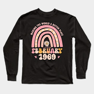 Turning 55 Retro February 1969 55Th Birthday For Women Long Sleeve T-Shirt